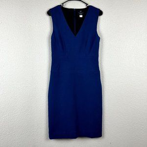 DVF Above Knee Sleeveless N-Neck Dress Size 6 Navy Blue Cocktail Workwear
